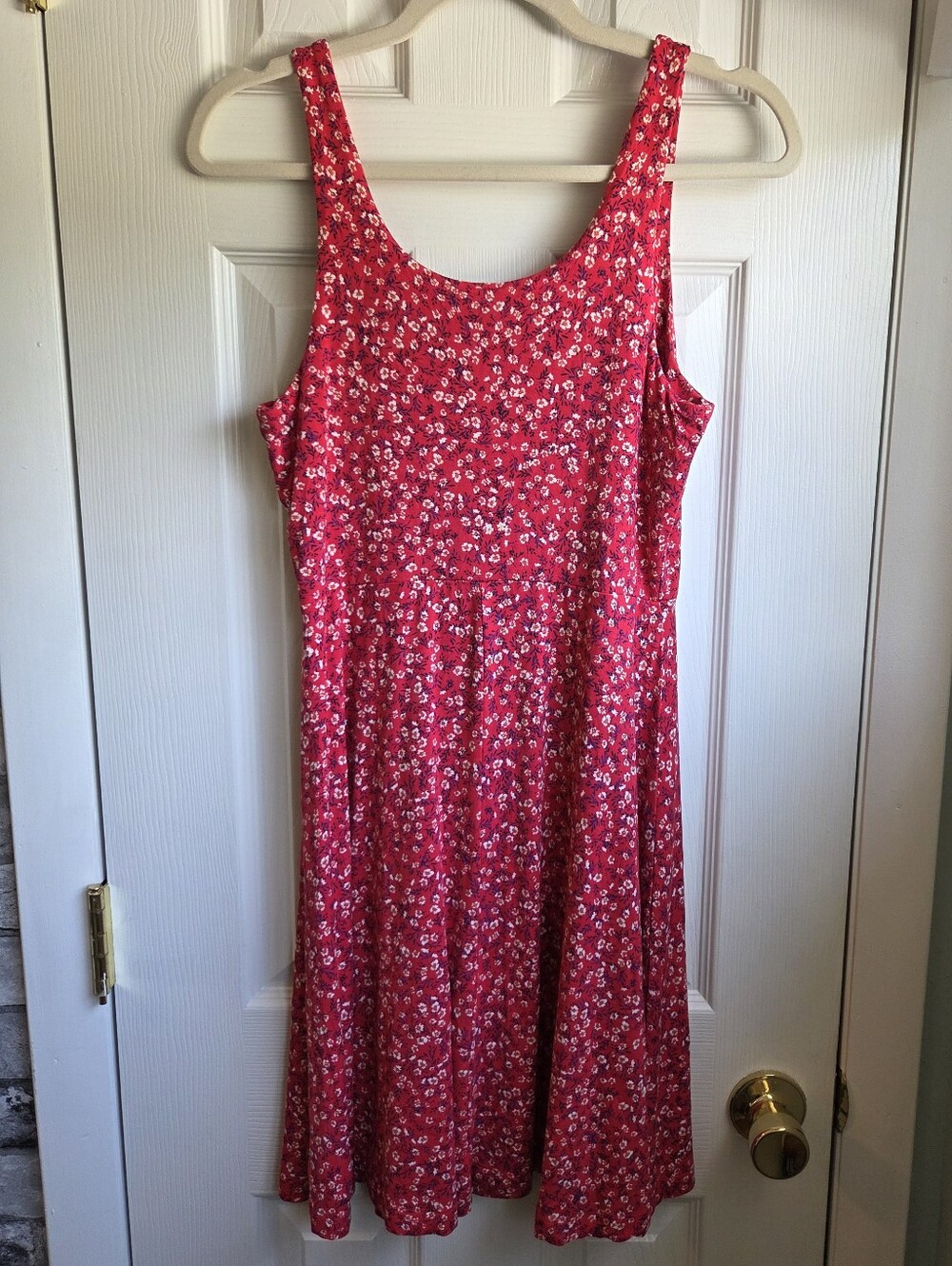 Old Navy Fit & Flare Red Floral Tank Dress - Picture 3 of 6